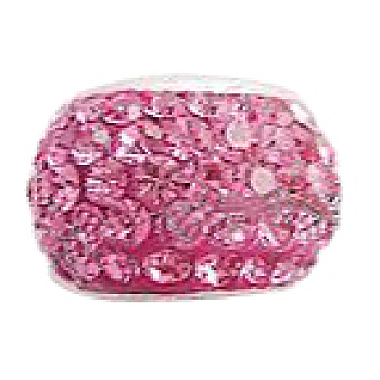 Austrian Crystal European Beads, Large Hole Beads, Sterling Silver Double Core, Grade AAA, Rondelle, 289_Indian Pink, about 11mm in diameter, 7.5mm thick,  hole: 4.5mm