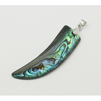 Abalone Shell/Paua Shell Pendants, with Brass Findings, Knife, Colorful, 39~55.7x8~14.5x1~4mm, Hole: 4mm