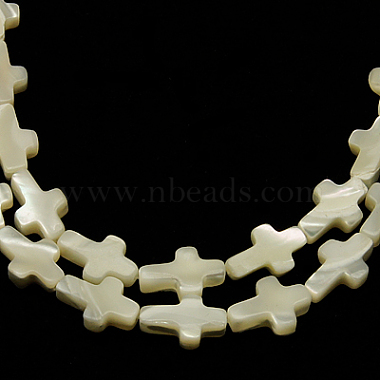 12mm White Cross White Shell Beads