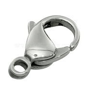 316 Surgical Stainless Steel Lobster Claw Clasps, Stainless Steel Color, 10x7mm, Hole: 1mm(STAS-316-FL10A)