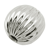 Stainless Steel Corrugated Beads, Steel 304, Round, Size: about 8mm in diameter, hole: 2mm(STAS-A002-1)