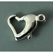 304 Stainless Steel Lobster Claw Clasps, Stainless Steel Color, 14~16x9.5x3mm, Hole: 1.5mm(STAS-H003)