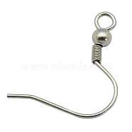 304 Stainless Steel Earring Hooks, Ear Wire, with Horizontal Loop, Stainless Steel Color, 20x19x3mm, Hole: 2mm, 21 Gauge, Pin: 0.7mm(STAS-H011)
