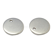 Pendentifs d'étiquettes vierges en 201 acier inoxydable, plat rond, taille:environ 8 mm de diamètre , épaisseur de 1mm, Trou: 0.5mm(STAS-Q025-1)