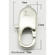 304 Stainless Steel Lobster Claw Clasps, Size: about 13mm long, 6mm wide, 3mm thick, hole: 2x3.5mm(STAS-Q046-2)