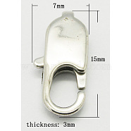 304 Stainless Steel Lobster Claw Clasps, Size: about 15mm long, 8mm wide, 3mm thick, hole: 2.8x5mm(STAS-Q046-3)