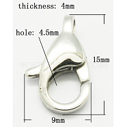 304 Stainless Steel Lobster Claw Clasps, Grade A, Stainless Steel Color, 15x9mm(STAS-Q048-3)