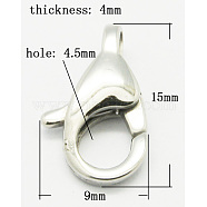 Tarnish Resistant 304 Stainless Steel Lobster Claw Clasps, Grade A, Stainless Steel Color, 15x9mm(STAS-Q048-3)