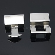 Smooth 304 Stainless Steel Snap Lock Clasps, Stainless Steel Color, 32x16x6mm, Hole: 14x4mm(STAS-Q162)