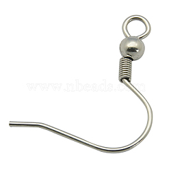 304 Stainless Steel Earring Hooks, Ear Wire, with Horizontal Loop, Stainless Steel Color, 20x19x3mm, Hole: 2mm, Pin: 0.7mm(STAS-H011)