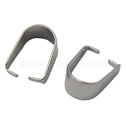 201 Stainless Steel Snap on Bails, Size: about 8mm wide, 10.5mm long, 0.5mm thick(STAS-Q007-1)