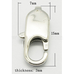 Tarnish Resistant 304 Stainless Steel Lobster Claw Clasps, Size: about 15mm long, 8mm wide, 3mm thick, hole: 2.8x5mm(STAS-Q046-3)