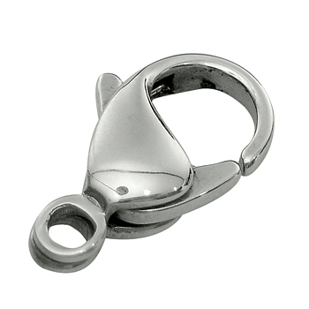 316 Surgical Stainless Steel Lobster Claw Clasps, Stainless Steel Color, 10x7mm, Hole: 1mm