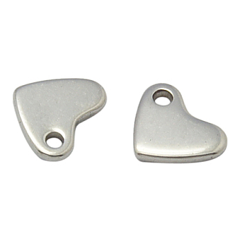 304 Stainless Steel Stamping Blank Tag Pendants, Heart, Stainless Steel Color, 7x5.5x1mm, Hole: 1.4mm