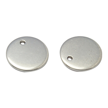 Pendentifs d'étiquettes vierges en 201 acier inoxydable, plat rond, taille:environ 8 mm de diamètre , épaisseur de 1mm, Trou: 0.5mm