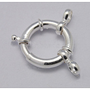 925 Sterling Silver Spring Rings Clasps, Silver, 12mm(STER-A007-13B)