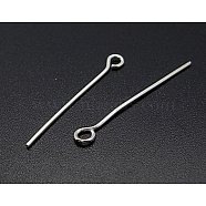 925 Sterling Silver Eye Pin, Silver, 0.6x50mm(STER-A011-10)