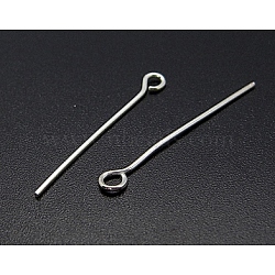 925 Sterling Silver Eye Pin, Silver, 0.6x50mm(STER-A011-10)