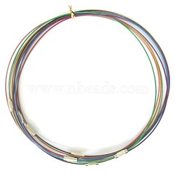 Steel Wire Necklace Cord, with Brass Screw Clasps, Nickel Free, Mixed Color, Platinum Color, Size: 17.5 inch long, Wire: about 1mm in diameter, it can be passed through the hole above 3mm.(SW001M)
