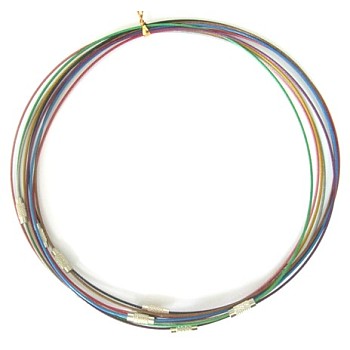 Steel Wire Necklace Cord, with Brass Screw Clasps, Nickel Free, Mixed Color, Platinum Color, Size: 17.5 inch long, Wire: about 1mm in diameter, it can be passed through the hole above 3mm.