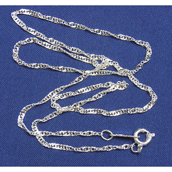Small Water Wave Brass Chain, Silver Color Plated, Silver Color Plated, Chain:2mm, 17 inch