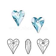 Austrian Crystal Pendants, 6240 Wild Heart Pendants, Mother's Day Jewelry Making, 202_Aquamarine, 12x10mm(SWAR-6240-12MM-202)