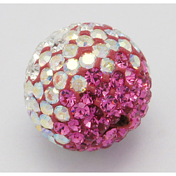 Austrian Crystal Beads, Pave Ball Beads, with Polymer Clay inside, Round, 101_Crystal+AB & 209_Rose, 12mm(SWARJ-H001-5)