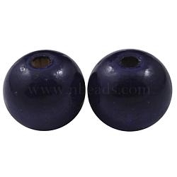 Natural Wood Beads, Dyed, Round, Indigo, 12x10.5mm, Hole: 3mm, about 1800pcs/1000g(TB12mmY-6)