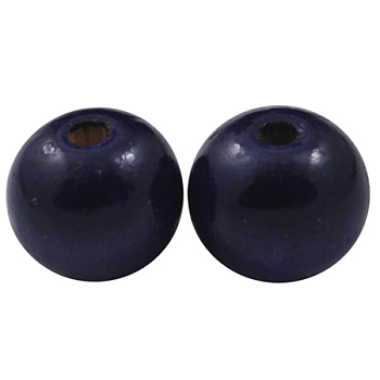 Natural Wood Beads, Dyed, Round, Indigo, 12x10.5mm, Hole: 3mm, about 1800pcs/1000g