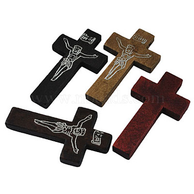 42mm Mixed Color Cross Wood Beads