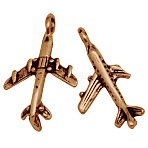 Tibetan Style Alloy Pendants, Passenger Airplane, Cadmium Free & Nickel Free & Lead Free, Red Copper, 22x15x5mm, Hole: 2.5mm(TIBEB-A101638-R-FF)