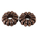 Tibetan Style Spacer Beads, Cadmium Free & Nickel Free and, Lead Free, Flat Round, Red Copper Color, Size: about 7mm in diameter, 2.1mm thick, hole: 2 mm, 2385pcs/1000g(TIBEB-LF0720YKG-R-FF)