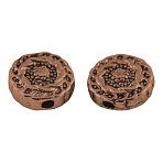 Tibetan Style Alloy Beads, Lead Free & Cadmium Free, Flat Round, Red Copper Color, 10x4mm, Hole: 1.5mm(TIBEB-R022-R-LF)