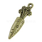 Tibetan Style Pendants, Lead Free & Nickel Free, Carrot, Antique Bronze, 30x9x7mm, Hole: 2mm(TIBEP-20292-AB-FF)