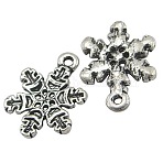 Tibetan Style Alloy Pendants, Lead Free and Cadmium Free, Antique Silver, Snowflake, Christmas, 22x16x2mm, Hole: 1.5mm, about 670pcs/1000g(TIBEP-EA115YKG-AS-LF)