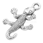 Tibetan Style Pendants, Alloy, Lead Free and Cadmium Free, Crocodile/Alligator, Antique Silver Color, 25.5x15.5x2.5mm, Hole: 2.5mm, about 900pcs/1000g(TIBEP-LF10906YKG-AS-LF)