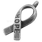 Breast Cancer Awareness Ribbon Carved Word Hope Tibetan Style Alloy Pendants, Lead Free and Cadmium Free, Antique Silver, 18x7.5x3mm, Hole: 1.5mm, about 1080pcs/1000g(TIBEP-LF5104YKG-AS-LF)