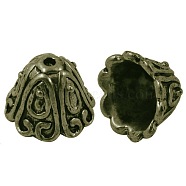 Tibetan Style Alloy Bead Caps, Cadmium Free & Nickel Free & Lead Free, Antique Bronze, 15x11mm, Hole: 2mm, Inner Diameter: 10mm, about 460pcs/1000g(TIBEB-EA9700YKG-AB-FF)