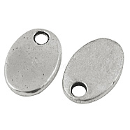Tibetan Style Alloy Stamping Blank Tag Charms Pendants,  Oval, Cadmium Free & Nickel Free & Lead Free, Antique Silver, 10x8x1.5mm, Hole: 1mm(TIBEP-10X8-AS-FF-1)