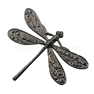 Tibetan Style Alloy Pendants, Lead Free and Cadmium Free, Dragonfly, Gunmetal, about 49mm wide, 38mm long, 4mm thick, hole: 3mm(TIBEP-38X49-B)