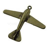 Tibetan Style Airplane Pendants, Cadmium Free & Lead Free, Antique Bronze, 44x51x5mm, Hole: 2.5mm, about 130pcs/1000g(TIBEP-EA10921YKG-AB-LF)