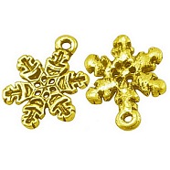 Tibetan Style Alloy Pendants, Lead Free and Cadmium Free, Antique Golden, Snowflake, Christmas, 22x16x2mm, Hole: 1.5mm, about 670pcs/1000g(TIBEP-EA115YKG-AG-LF)