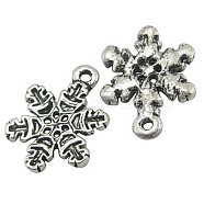 Tibetan Style Alloy Pendants, Lead Free, Nickel Free and Cadmium Free, Antique Silver, Snowflake, Christmas, 22x16x2mm, Hole: 1.5mm, about 670pcs/1000g(TIBEP-EA115YKG-AS-FF)