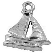 Tibetan Style Alloy Pendants, Sailing Boat, Lead Free and Cadmium Free, Antique Silver, 19x16x3mm, Hole: 2mm, about 600pcs/1000g(TIBEP-EDD022YKG-AS-LF)