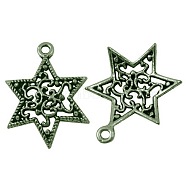 Tibetan Style Pendants, Lead Free and Cadmium Free, for Jewish, Star of David, Antique Bronze, 24x18x3mm, Hole: 1.5mm(TIBEP-LF10571YKG-AB-LF)