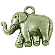 Tibetan Style Alloy Pendants, Lead Free & Cadmium Free, Elephant, Antique Bronze, 21x18x5mm, Hole: 2.5mm(TIBEP-LF10778YKG-AB-LF)