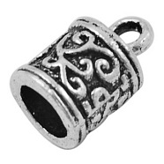 Tibetan Style Cord Ends, Column, Lead Free and Cadmium Free, Antique Silver, 13x8.5x8.5mm, Hole: 2mm(TIBEP-LF10887YKG-AS-LF)