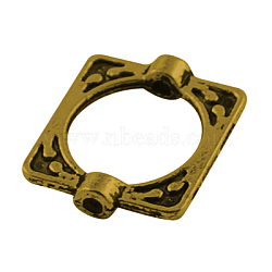 Tibetan Style Alloy Bead Frames, Lead Free & Nickel Free & Cadmium Free, Rectangle, Antique Golden, 16x14x3mm, 10.5mm Inner Diameter(TIBEB-6761-AG-FF)