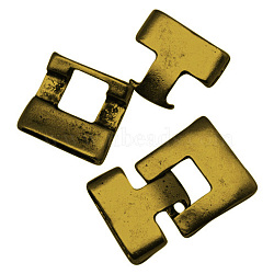 Tibetan Style Alloy Snap Lock Clasps, Lead Free, Rectangle, Antique Golden, 23x21x5mm, Hole: 19x3mm(TIBEB-A101306-AG-LF)