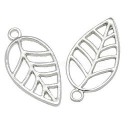 Tibetan Style Alloy Pendants, Lead Free & Nickel Free & Cadmium Free, Leaf, Antique Silver Color, 23x12x1mm, Hole: 1mm(TIBEB-A101914-AS-FF)